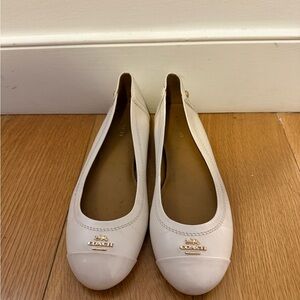 Coach Women's Cream Leather Flats